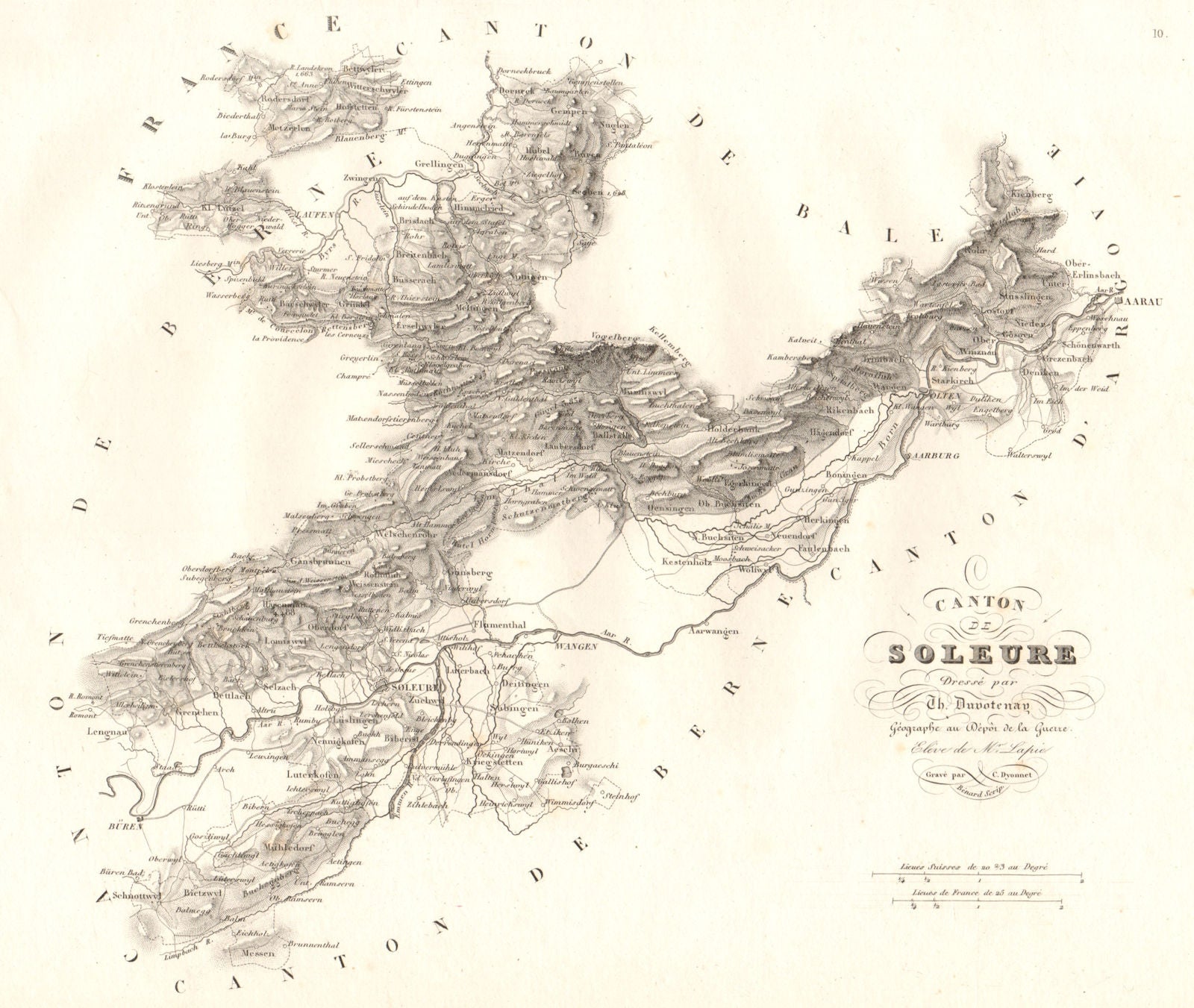 Canton de Soleure. Solothurn Soletta Soloturn. Schweiz Suisse DUVOTENAY 1837 map